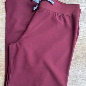 Figs Women's Pants in Burgundy with Gray Tie
